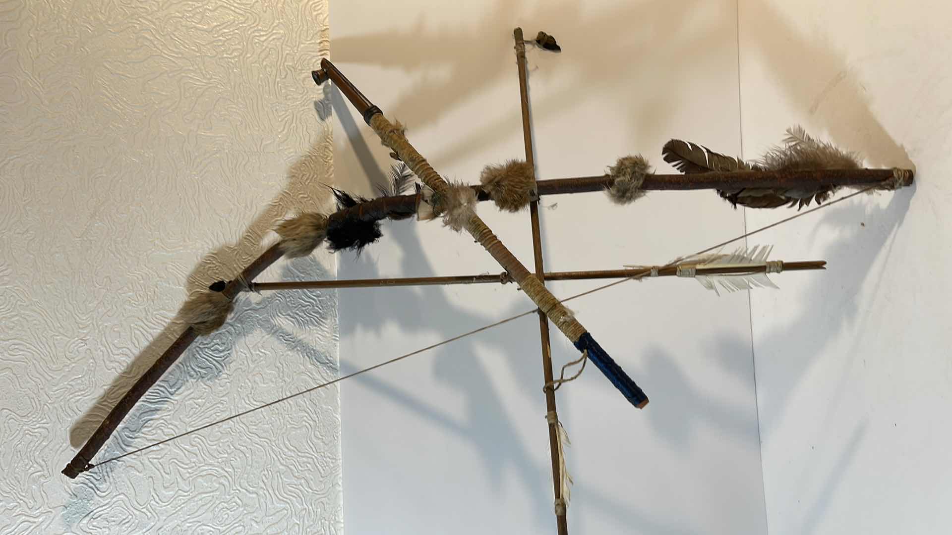 Photo 1 of NATIVE AMERICAN INDIAN NAVAJO BOW AND ARROW SET. AND PEACE PIPE  - BOW - L-33 “