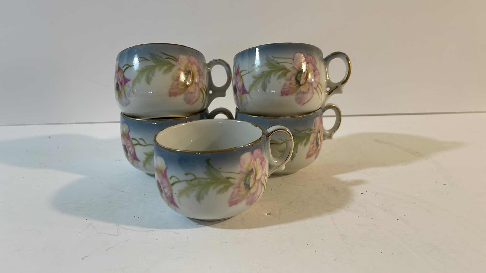 Photo 3 of 5 GERMAN HAND PAINTED TEA CUPS