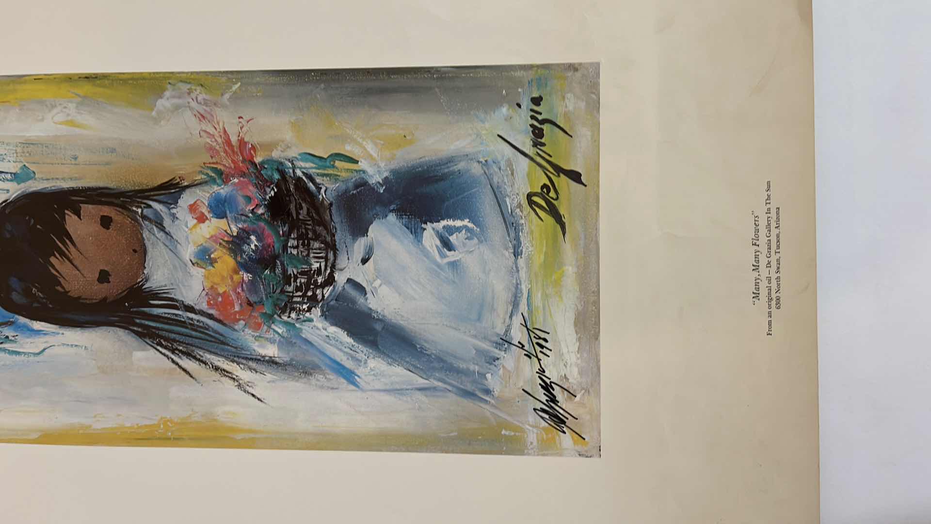 Photo 2 of DEGRAZIA "MANY MANY FLOWERS " PRINT PEN SIGNED BY ARTIST 1981