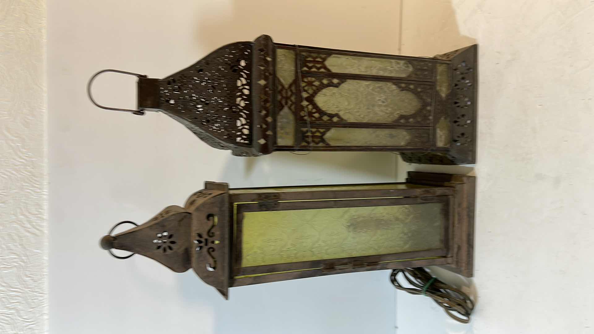 Photo 1 of DECORATIVE METAL LANTERNS ONE HAS BEEN ELECTRIFIED H-18