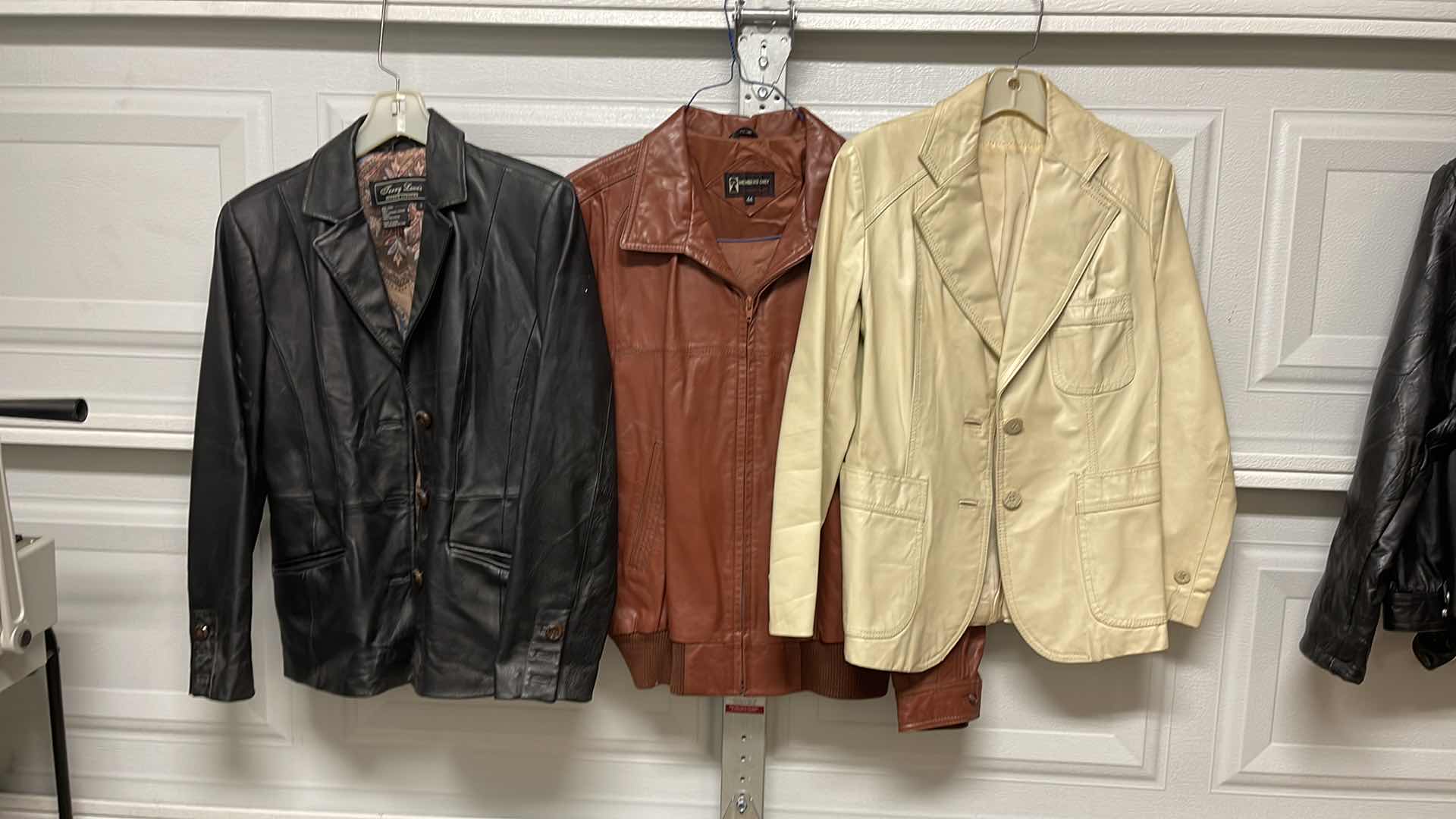 Photo 1 of VINTAGE COLLECTION OF LEATHER JACKETS ONE TERRY LOUIS SIZE SMALL MEMBERS ONLY SIZE 44 AND UNKNOWN BRAND SIZE 6