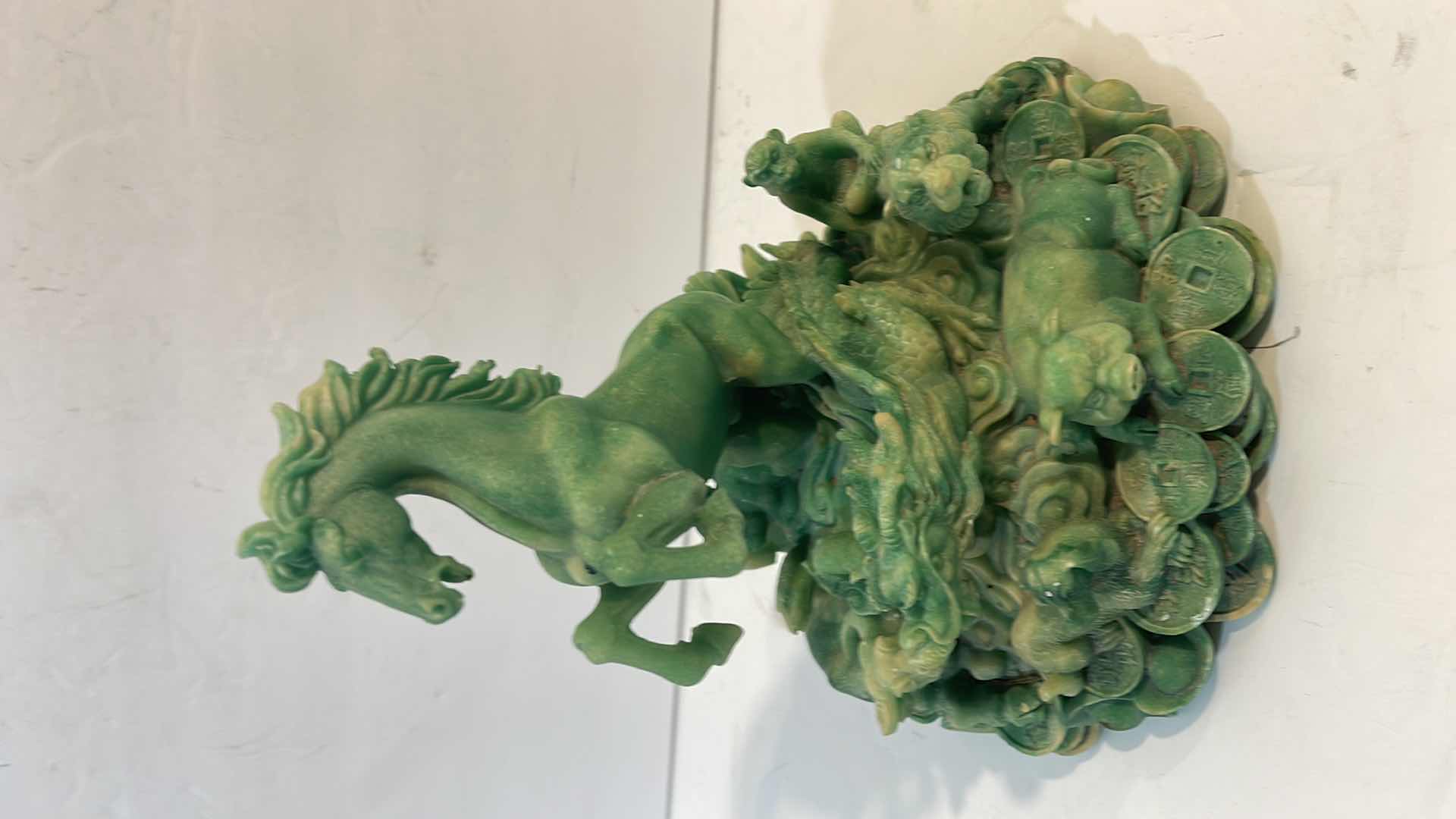 Photo 1 of Chinese Feng Shui Lucky Green 3 Running Horses Statue Home/Office Decor
$150