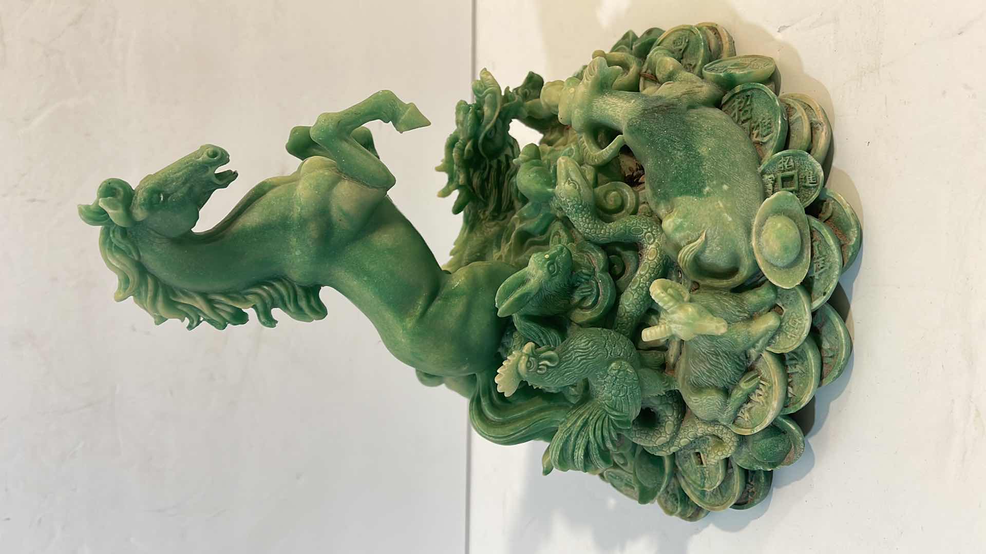 Photo 3 of Chinese Feng Shui Lucky Green 3 Running Horses Statue Home/Office Decor
$150