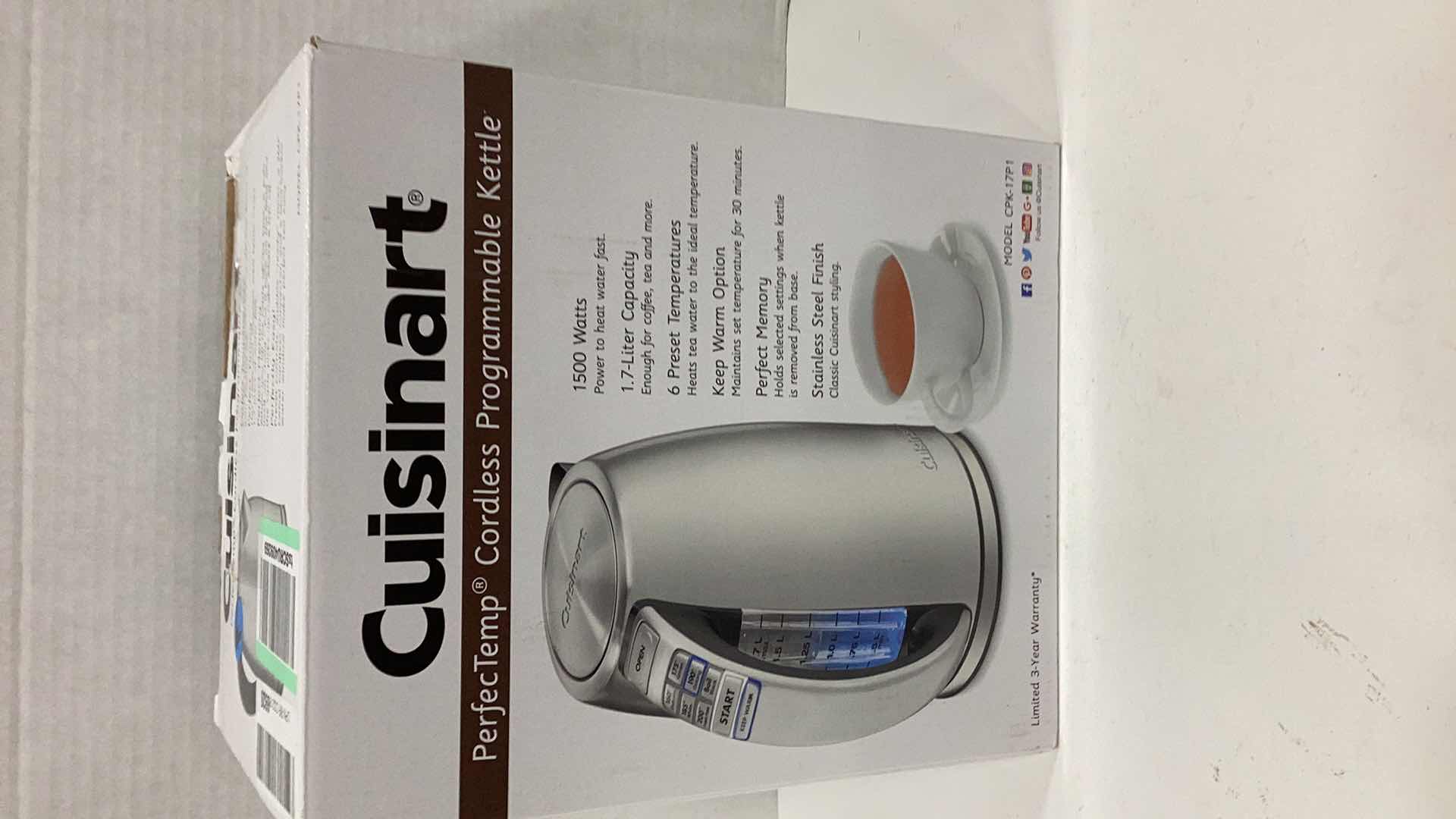 Photo 1 of CUISINART PERFECTEMP CORDLESS PROGRAMMABLE KETTLE