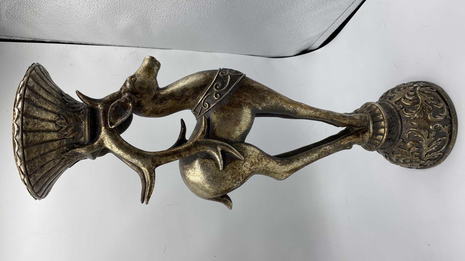 Photo 3 of PAIR OF RESIN REINDEER CANDLESTICKS H16”