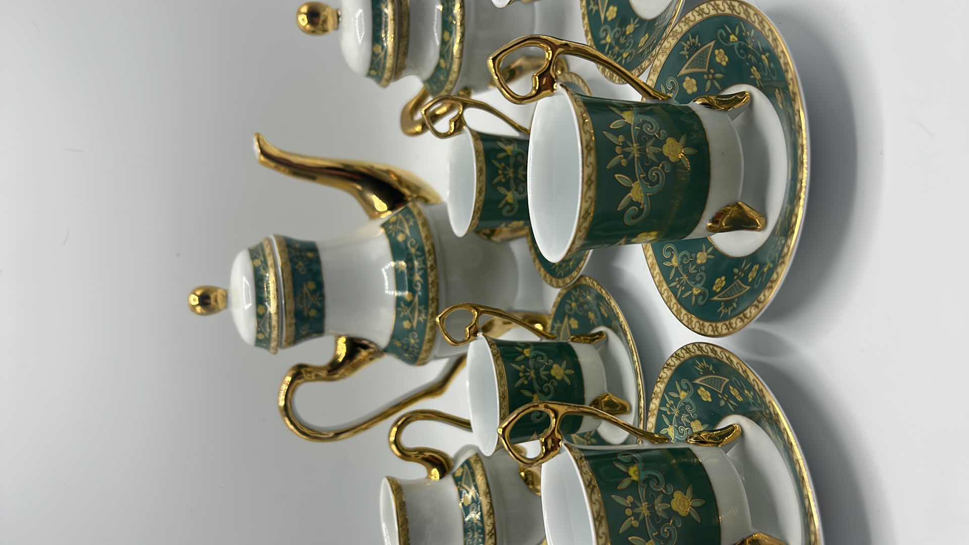 Photo 2 of FINE PORCELAIN CHEKOSLOVAKIAN TEA SET (HOLDERS NOT INCLUDED)