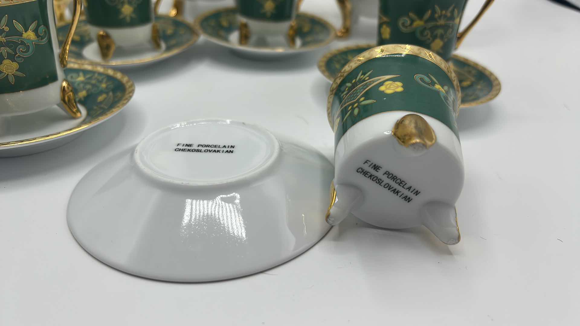 Photo 4 of FINE PORCELAIN CHEKOSLOVAKIAN TEA SET (HOLDERS NOT INCLUDED)