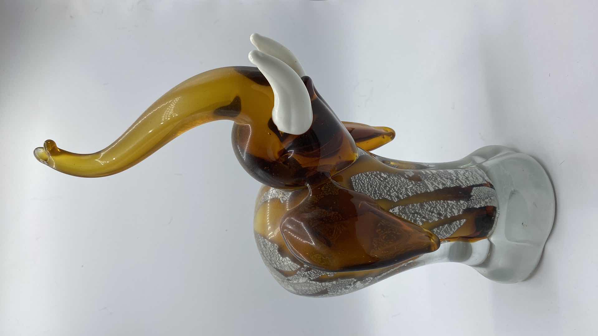 Photo 1 of DALE TIFFANY HAND BLOWN SILVER LEAF AND AMBER GLASS ELEPHANT H13.5”