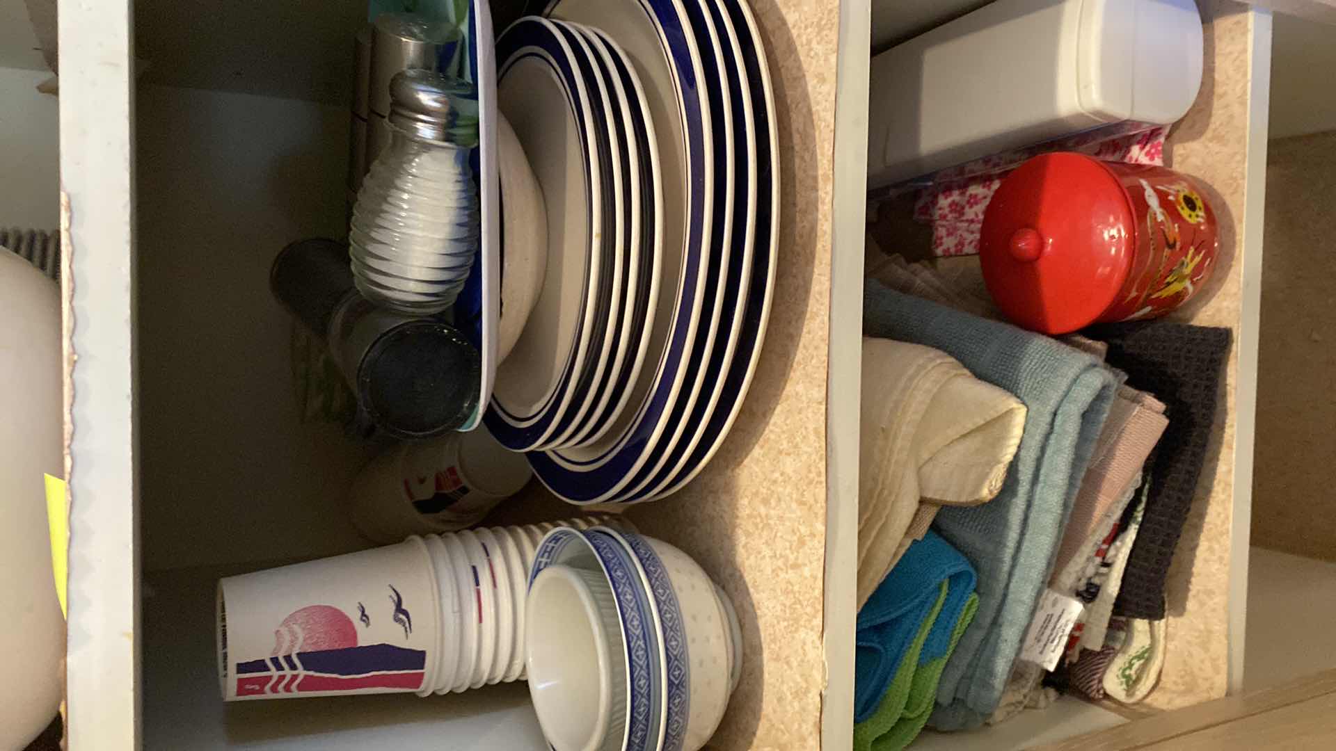 Photo 1 of 2 SHELVES IN KITCHEN CABINET DISHES AND MORE