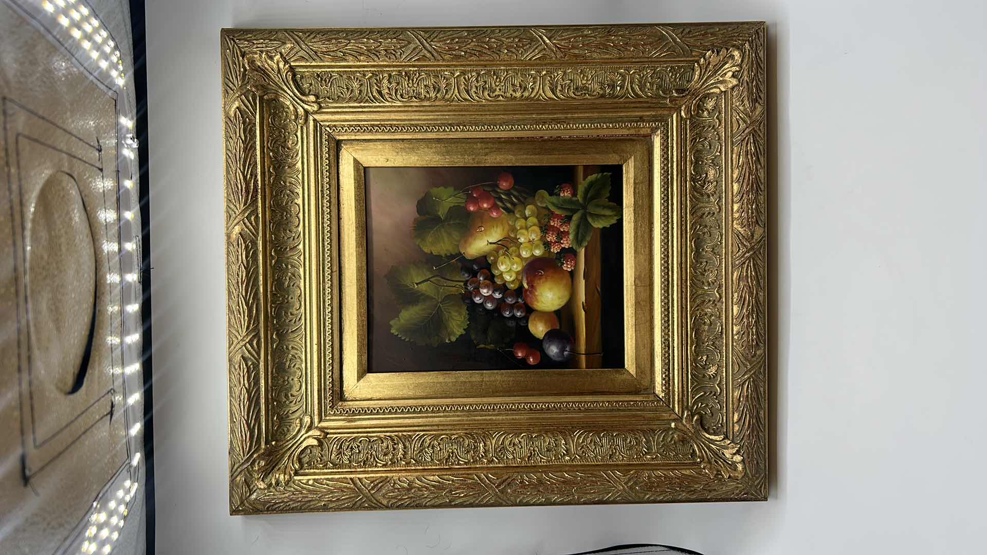 Photo 7 of ORNATE GOLD FRAMED ART WORK FRUIT 17” x 19”