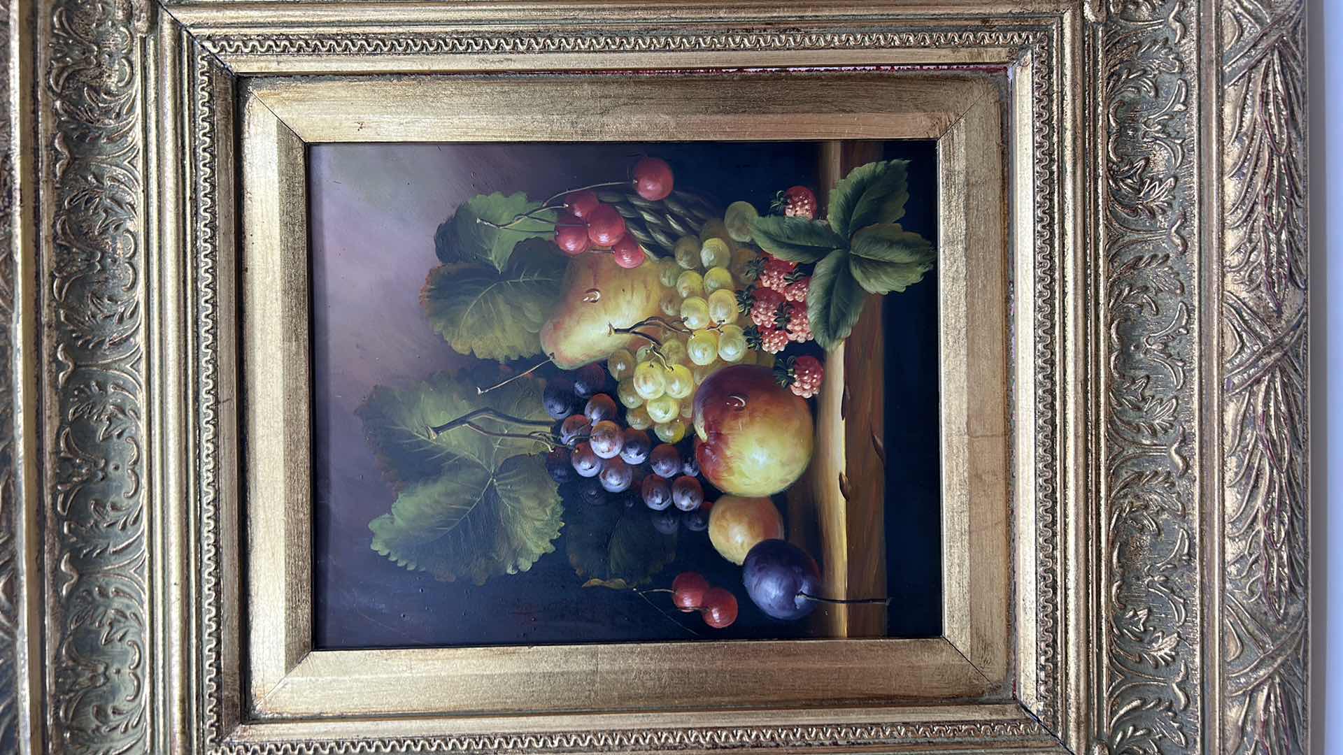 Photo 2 of ORNATE GOLD FRAMED ART WORK FRUIT 17” x 19”