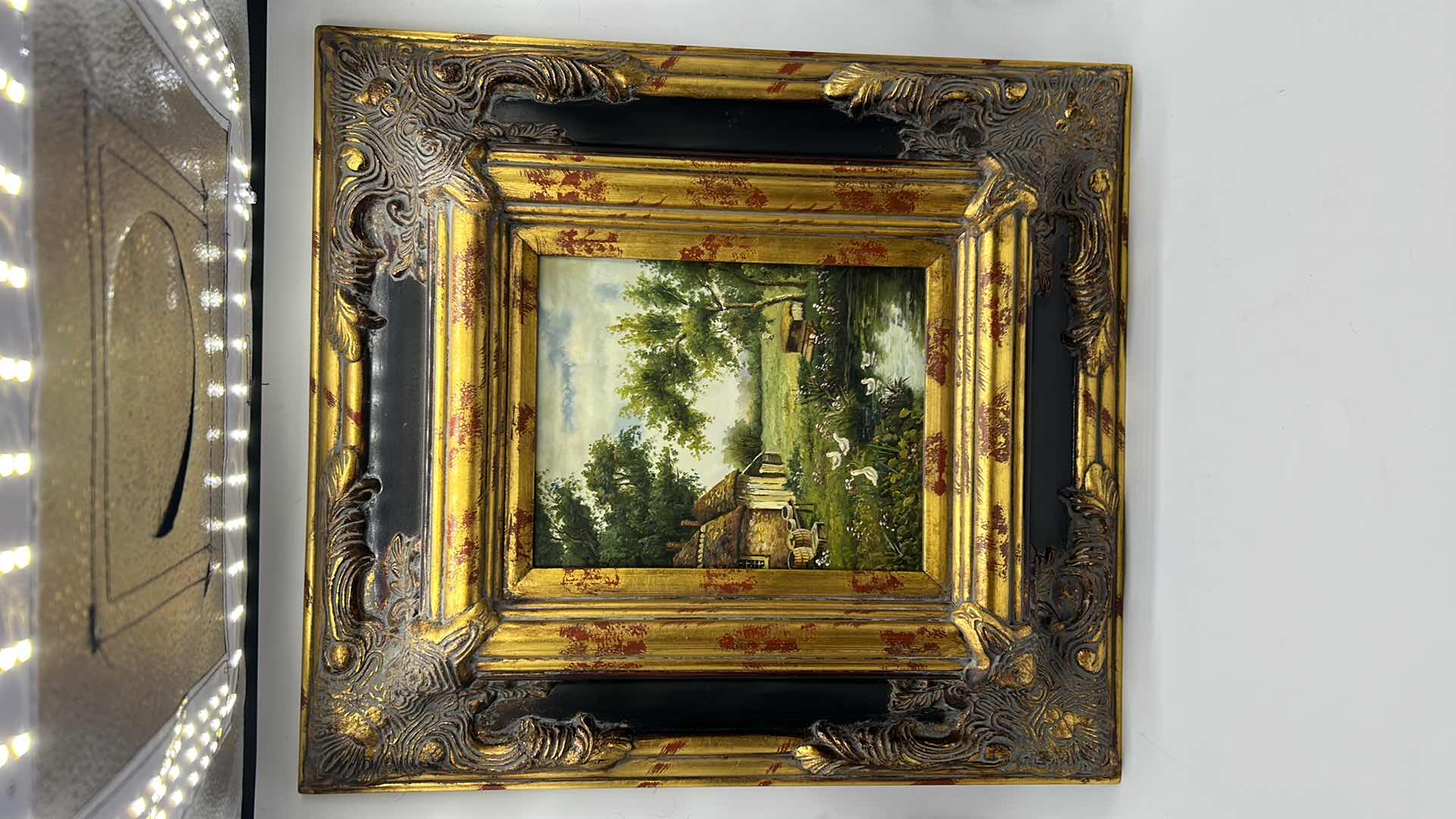 Photo 6 of ORNATE GOLD FRAMED ART WORK COUNTRY SCENE 20” x 20”