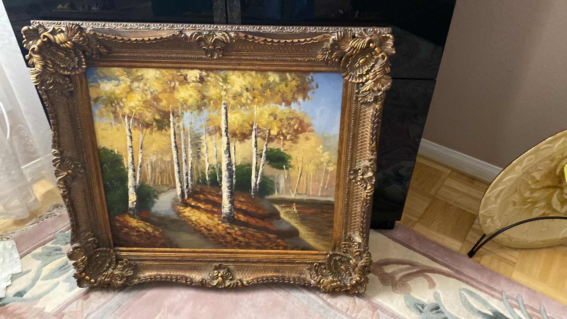 Photo 1 of ORNATE FRAMED ARTWORK, OIL PAINTING LANDSCAPE WITH TREES 32” X 27”