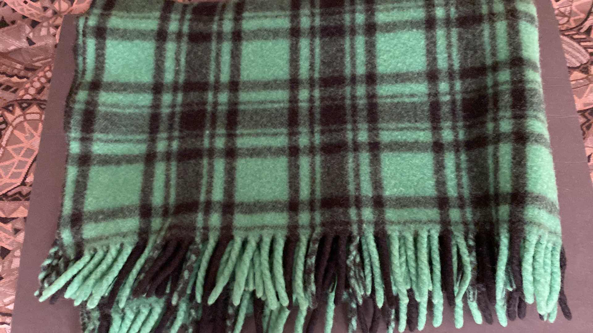 Photo 2 of GREEN WOOL THROW