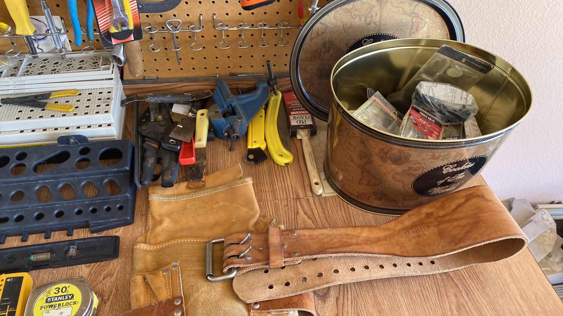 Photo 4 of TOOLS ON WALL AND TOP SHELF OF CABINET GARAGE