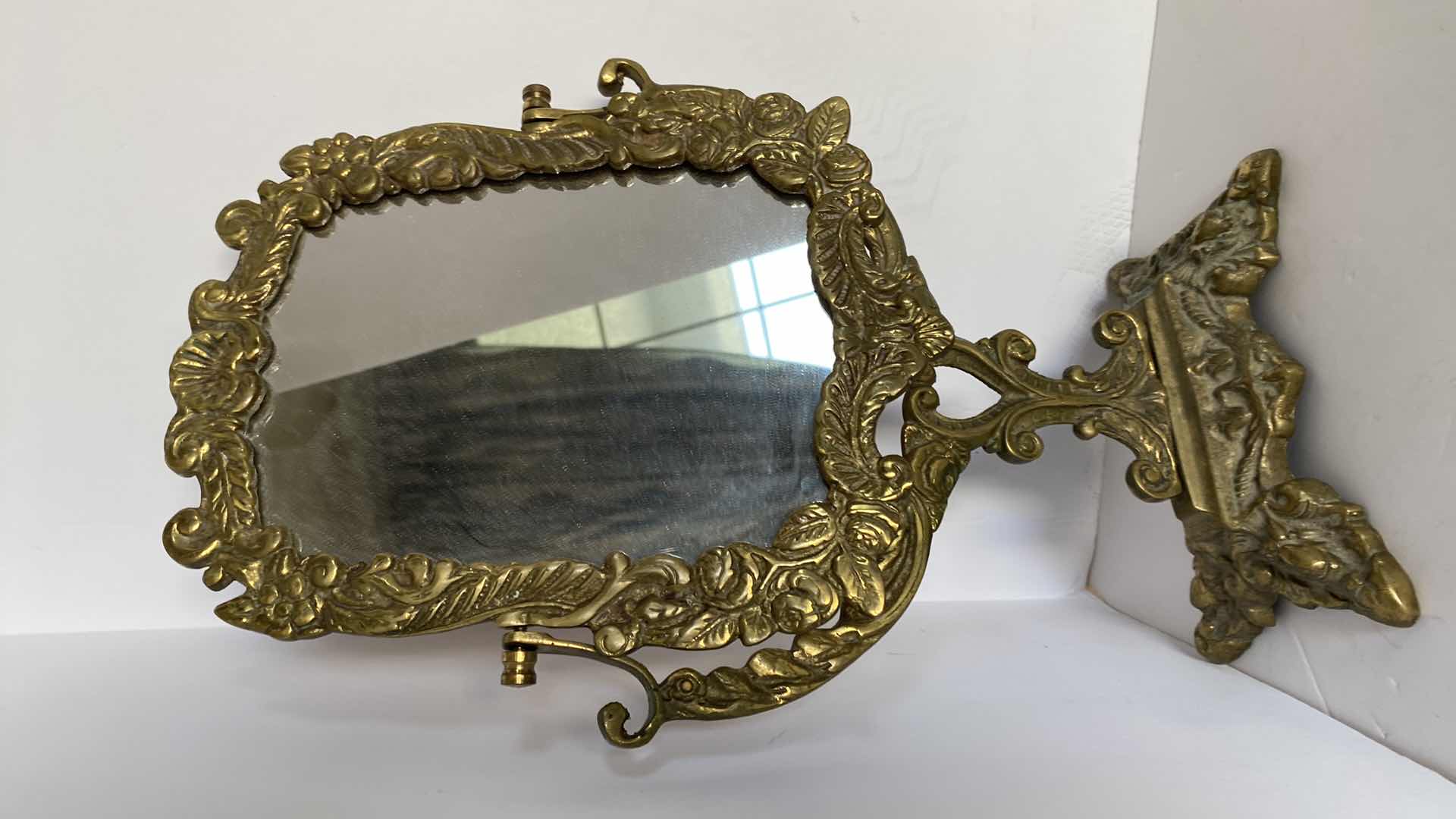 Photo 2 of BRASS TABLE MIRROR 9” X 15”
