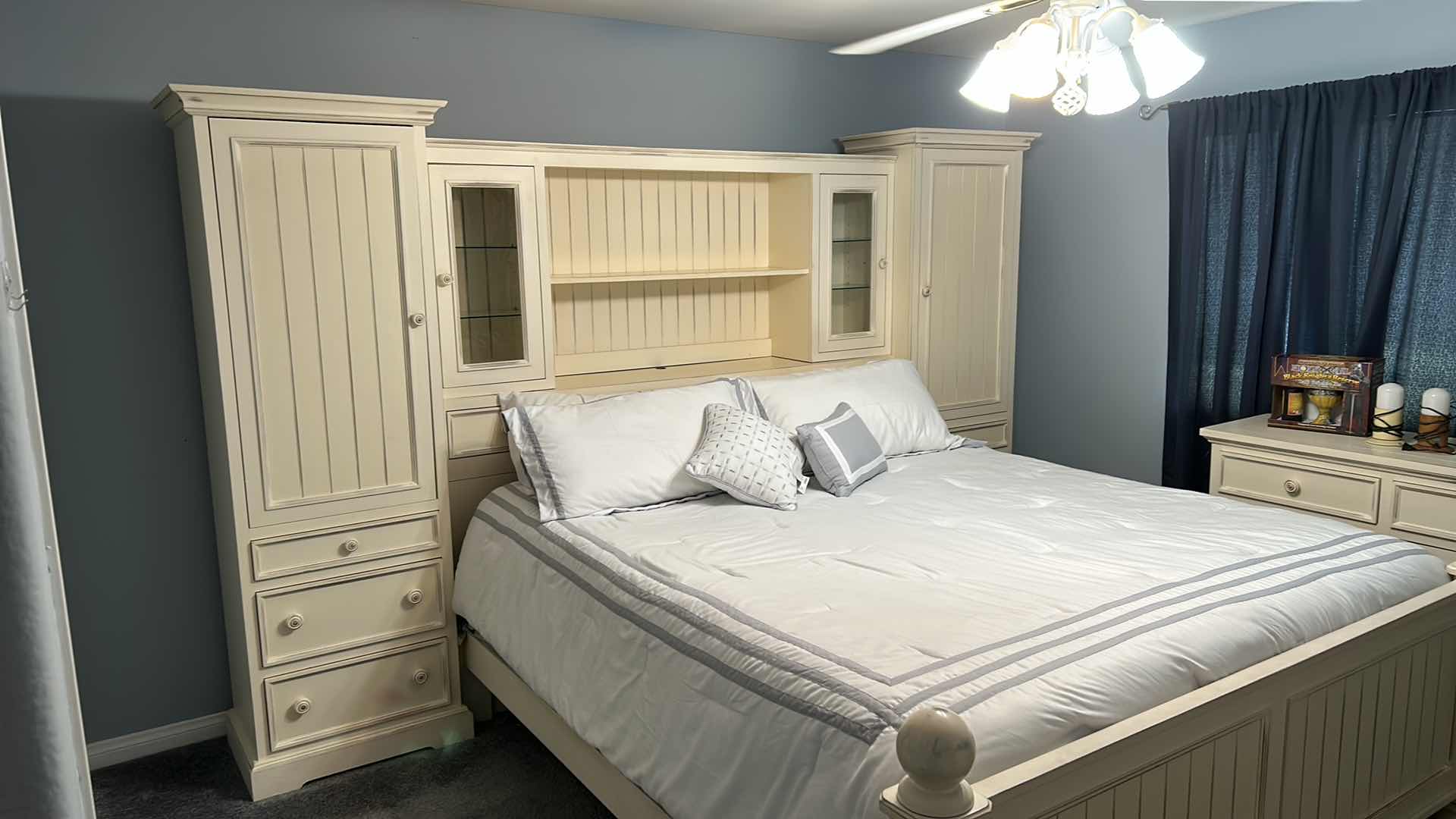 Photo 1 of ASHLEY FURNITURE CREAM FARMHOUSE STYLE BEDROOM SET (EXCLUDES MATTRESS AND BEDDING) $6000 10’6.5” x 19” x H6’8”