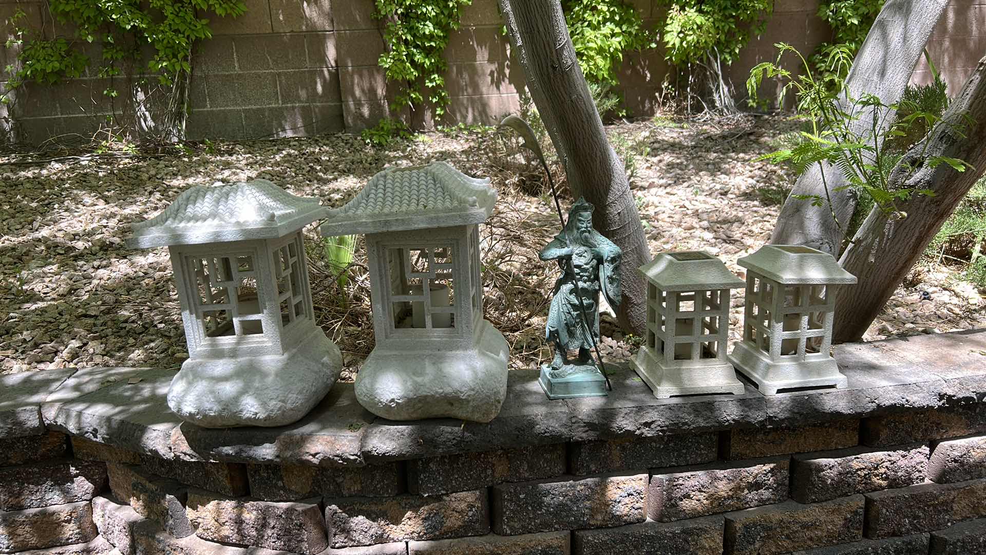 Photo 2 of OUTDOOR DECOR, SOLAR LAMPS AND METAL FIGURE