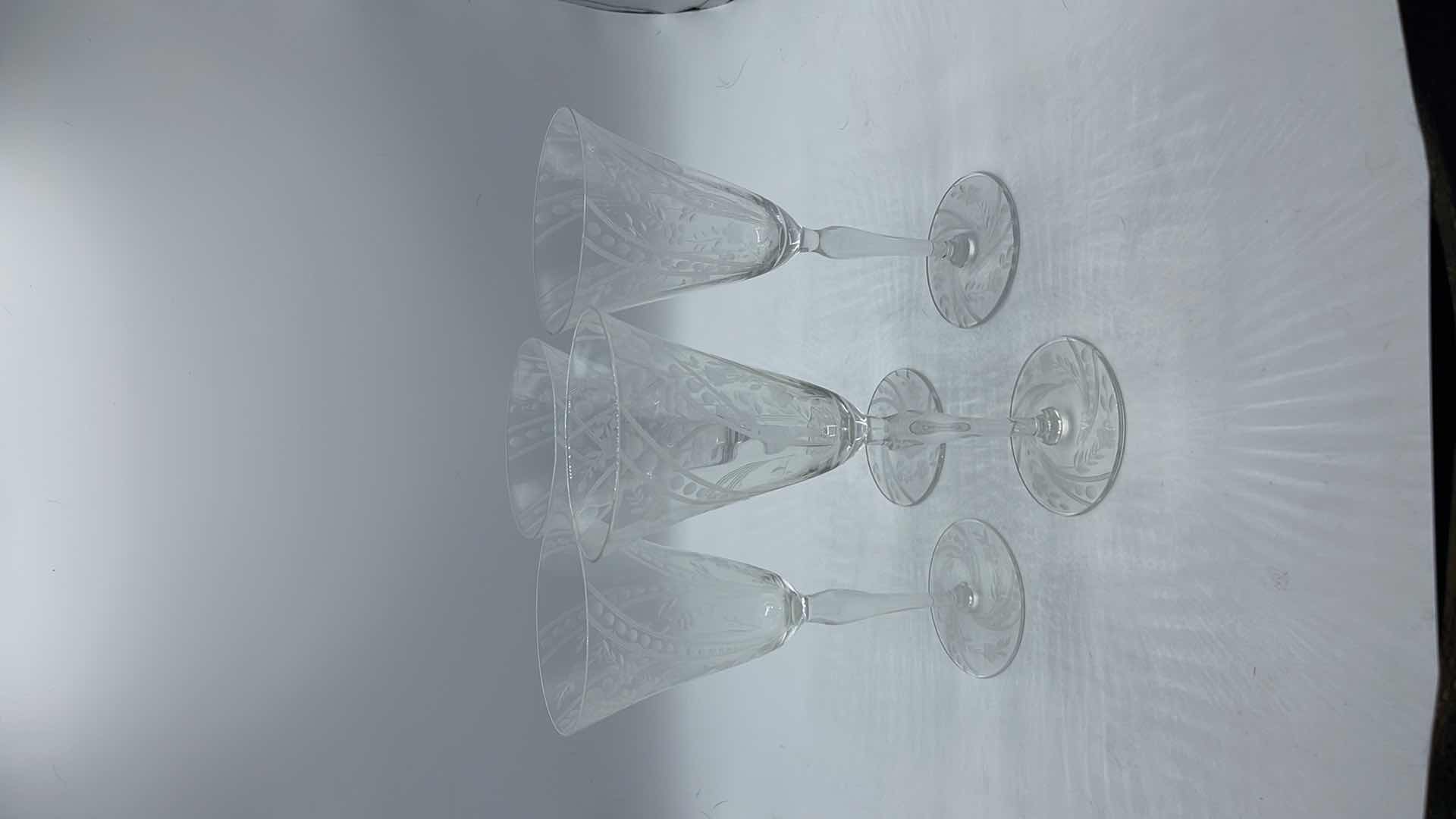 Photo 5 of ETCHED CRYSTAL WEDDING GOBLETS H 8” (SET OF FOUR)