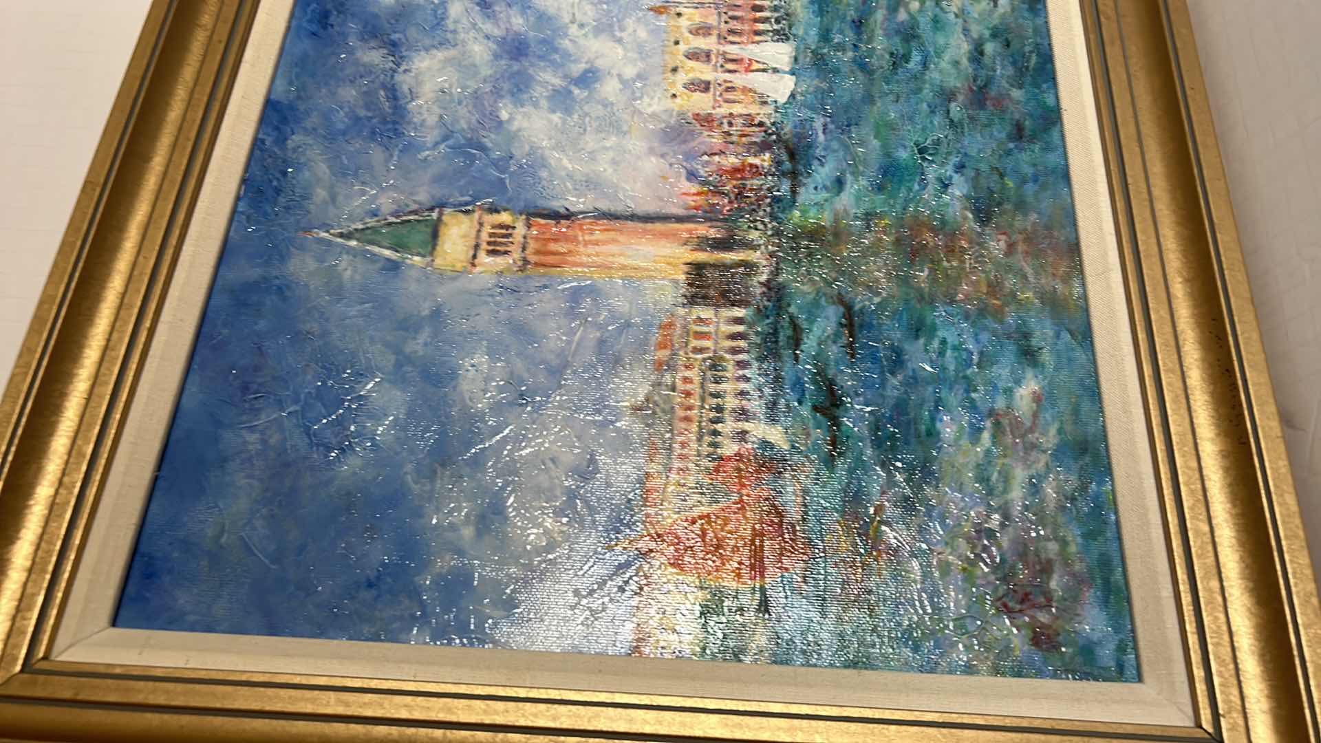 Photo 8 of RENOIR (VENICE THE DOGE'S PALACE) TEXTURED PAINT ON CANVAS FRAMED ARTWORK 24” x 20.5”