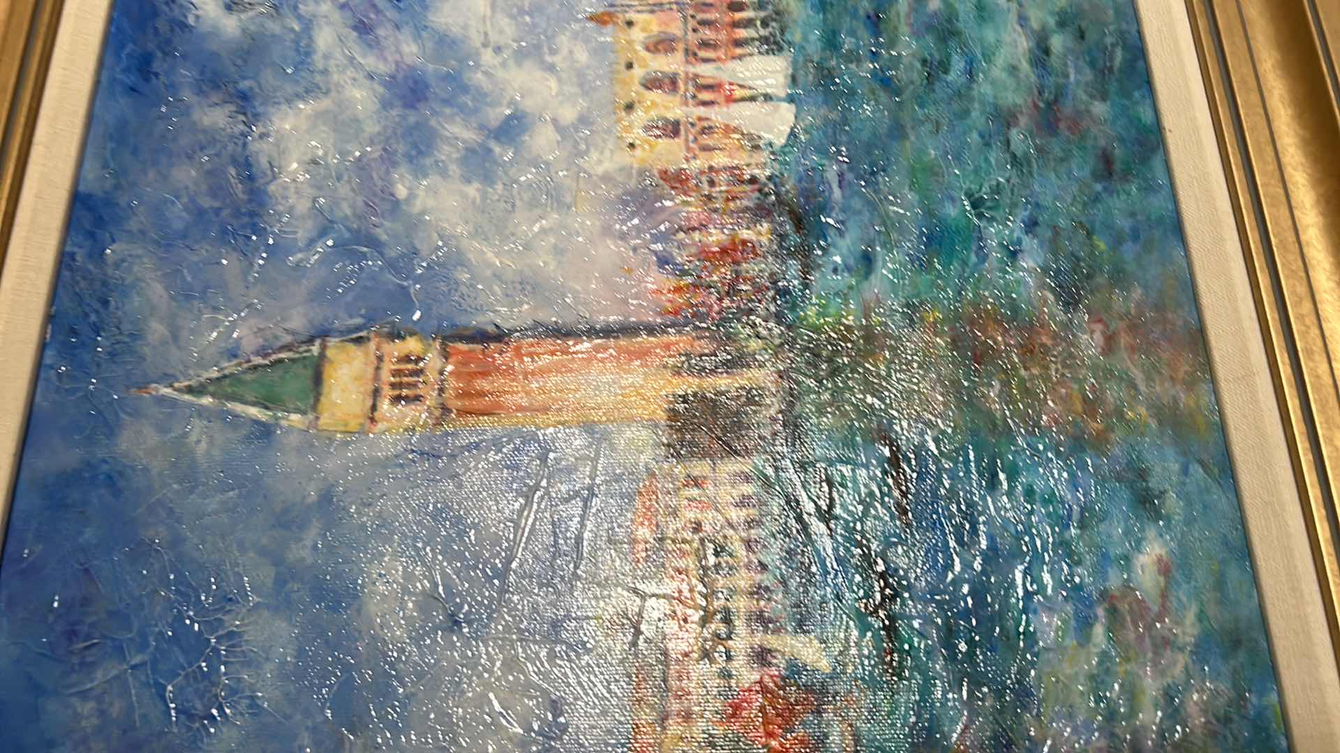 Photo 4 of RENOIR (VENICE THE DOGE'S PALACE) TEXTURED PAINT ON CANVAS FRAMED ARTWORK 24” x 20.5”