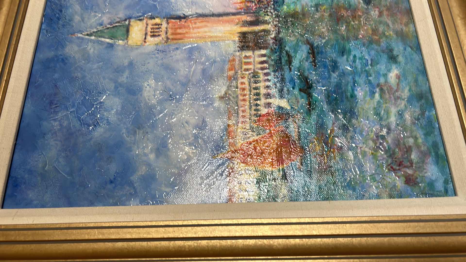 Photo 3 of RENOIR (VENICE THE DOGE'S PALACE) TEXTURED PAINT ON CANVAS FRAMED ARTWORK 24” x 20.5”