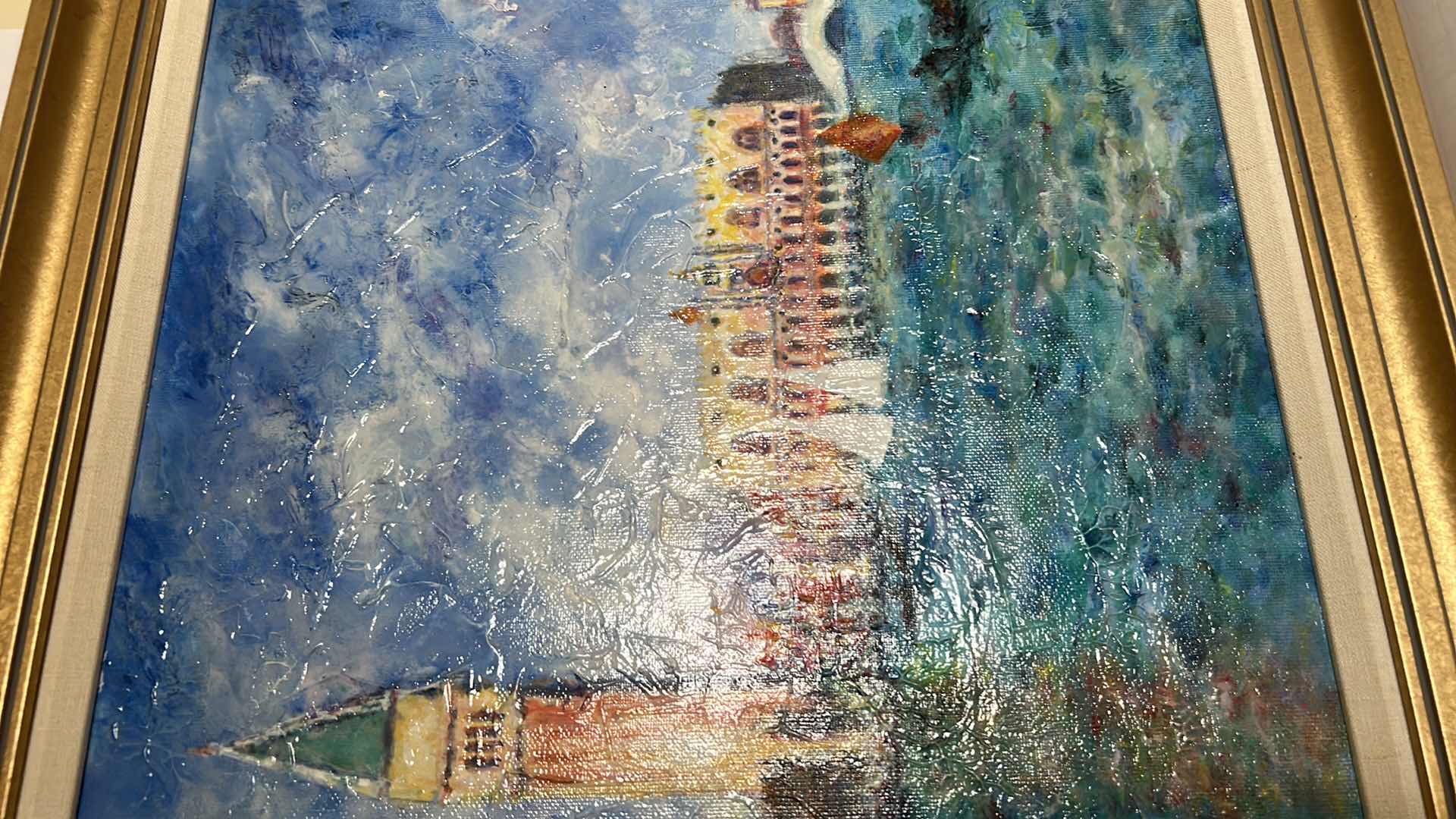 Photo 5 of RENOIR (VENICE THE DOGE'S PALACE) TEXTURED PAINT ON CANVAS FRAMED ARTWORK 24” x 20.5”