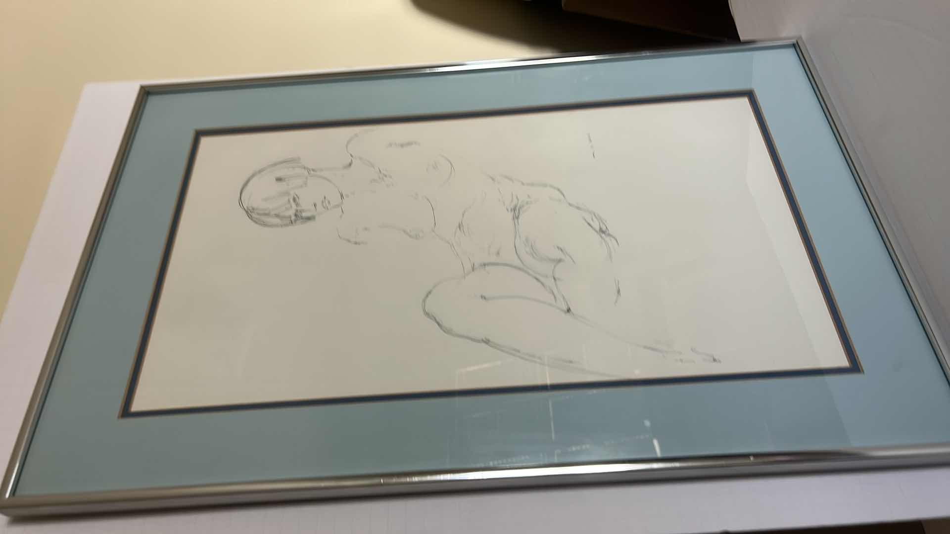 Photo 5 of ARTIST SIGNED PENCIL SKETCH “NUDE” ARTWORK 17” x 27”