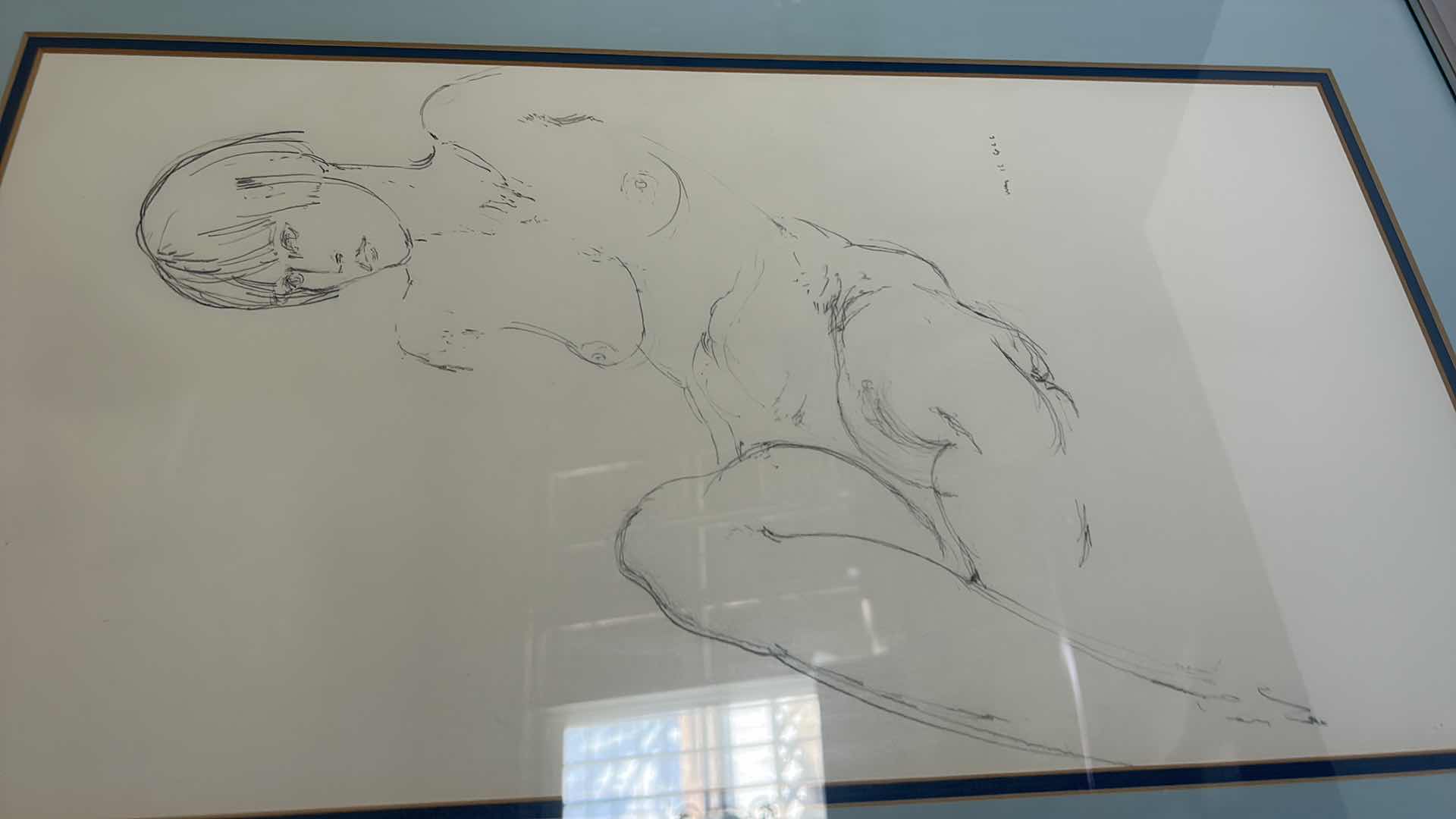 Photo 2 of ARTIST SIGNED PENCIL SKETCH “NUDE” ARTWORK 17” x 27”