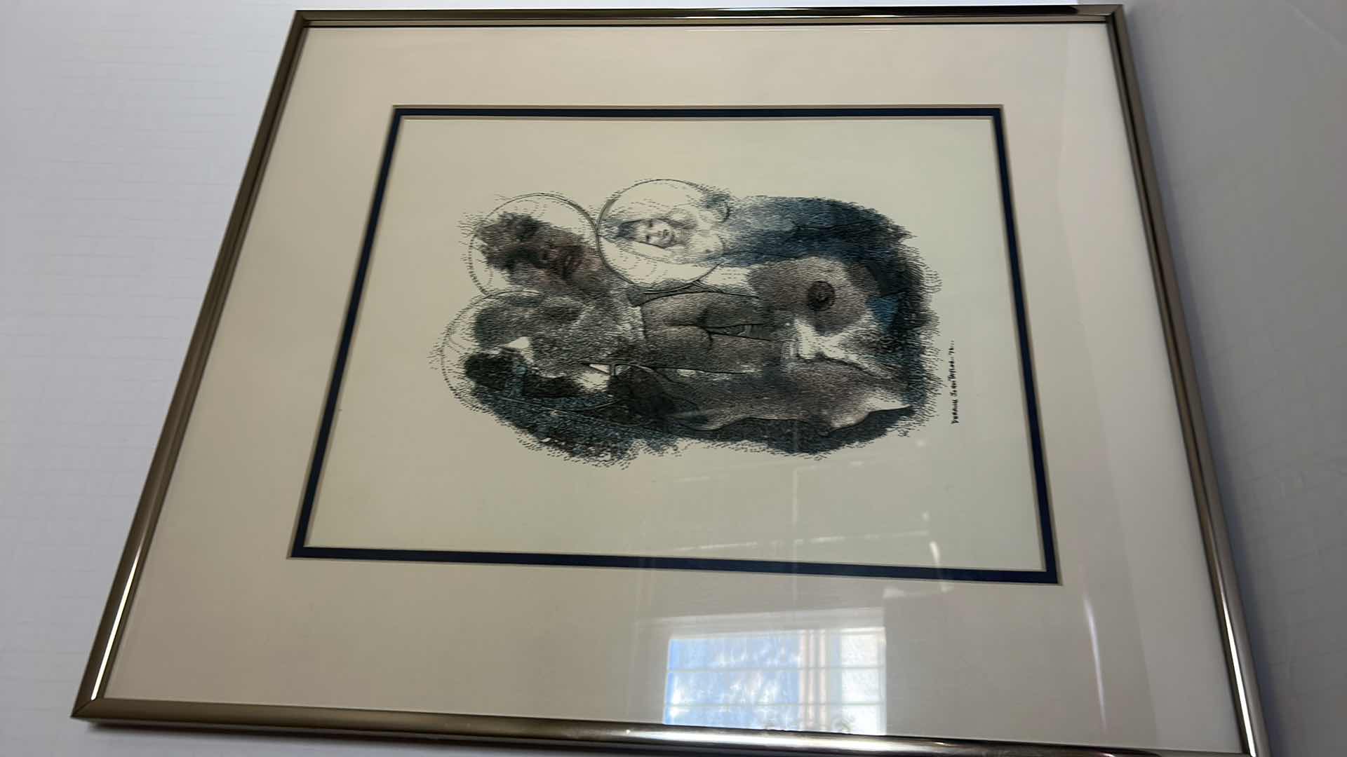 Photo 2 of ARTIST SIGNED DERRICK JOHN TAYLOR VINTAGE FRAMED INK AND WATERCOLOR, "NUDES" ARTWORK  16” x 20”