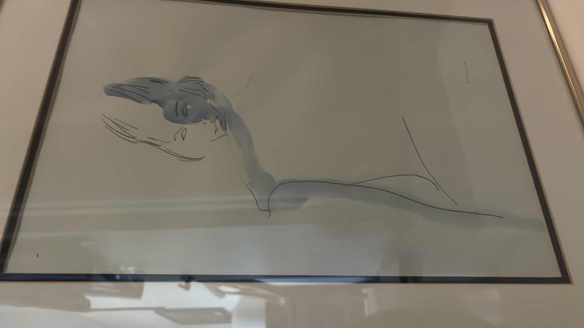 Photo 3 of ARTIST SIGNED KATHLEEN GEE (OR GOE) FRAMED PENCIL W WATERCOLOR “WOMAN” ARTWORK 17” x 24”