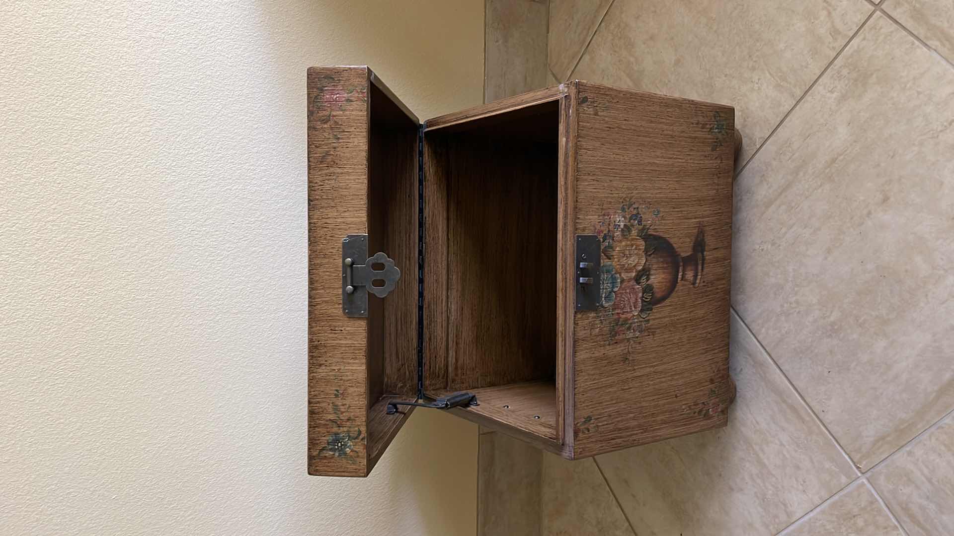 Photo 2 of WOOD STORAGE TRUNK W/HANDPAINTED FLOWERS 20” X 16” H 18”