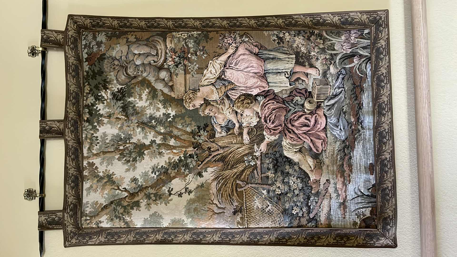 Photo 2 of VINTAGE FRENCH ROMANTIC SCENE WALL HANGING TAPESTRY 30” X 46”