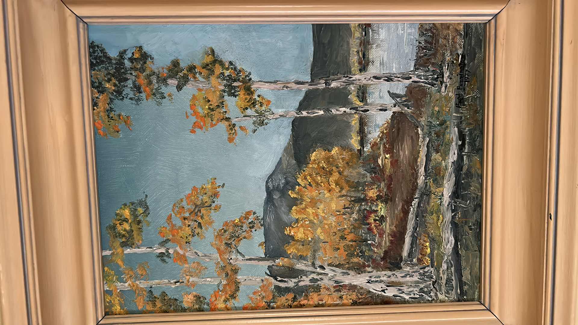 Photo 2 of ARTISIT SIGNED OIL PAINTING ON CANVAS “LANDSCAPE” FRAMED