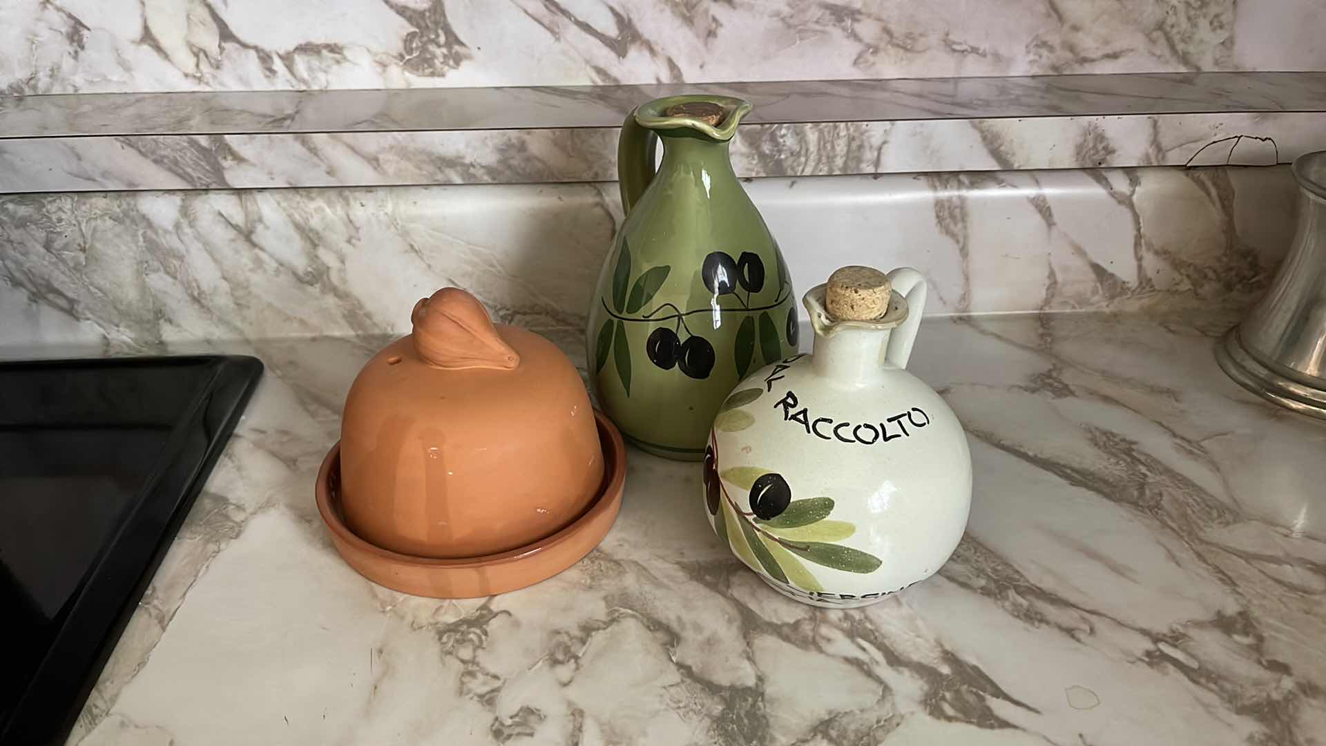 Photo 1 of OIL AND VINEGAR, BUTTER DISH POTTERY SET