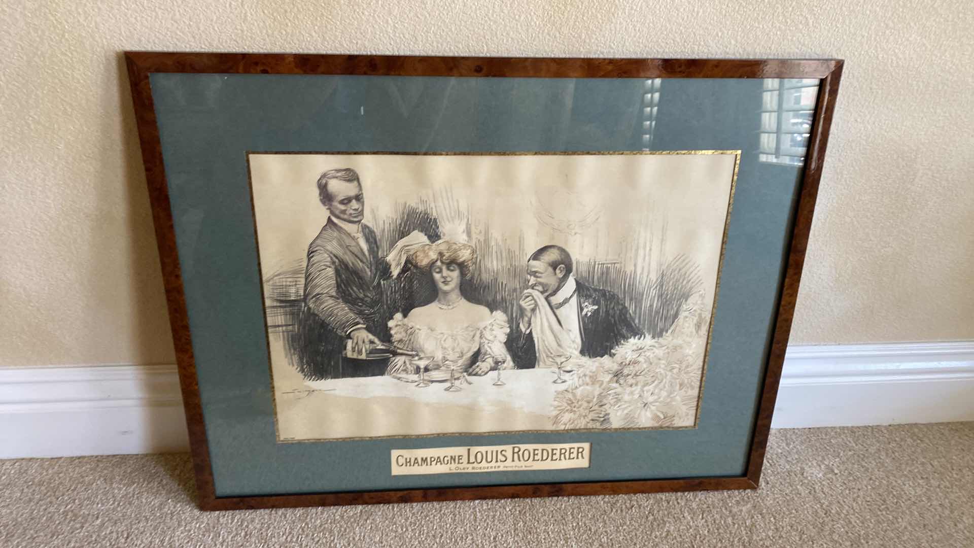 Photo 6 of WOOD FRAMED CHAMPAGNE LOUIS ROEDERER SIGNED SIMONT 030/500 ARTWORK 29” X 22”