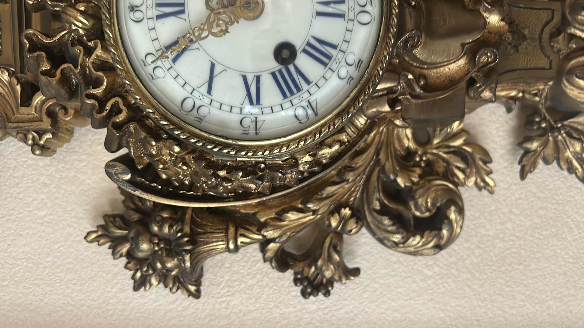 Photo 4 of RARE ANTIQUE HEAVY BRONZE LOUIS XV WALL CLOCK 13” x 30”