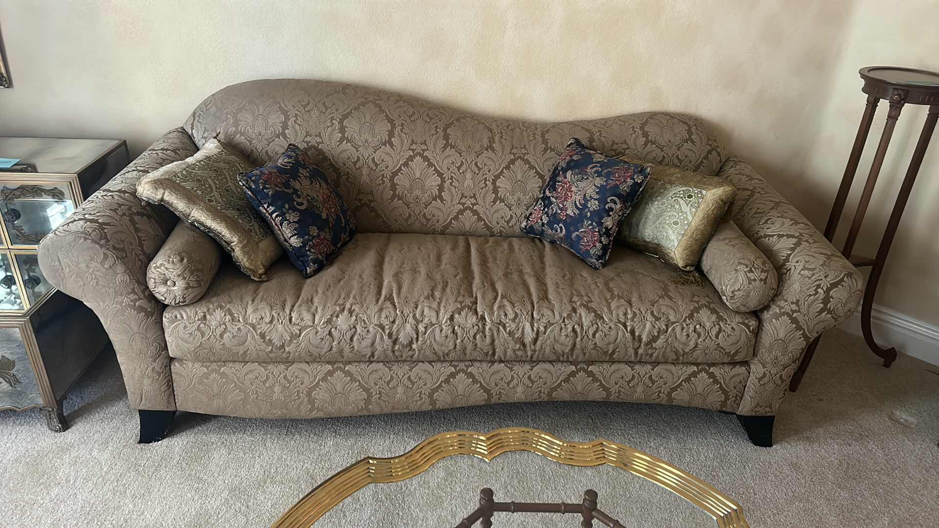 Photo 2 of VINTAGE CAMEL BACK SOFA W PILLOWS 86” x 36”