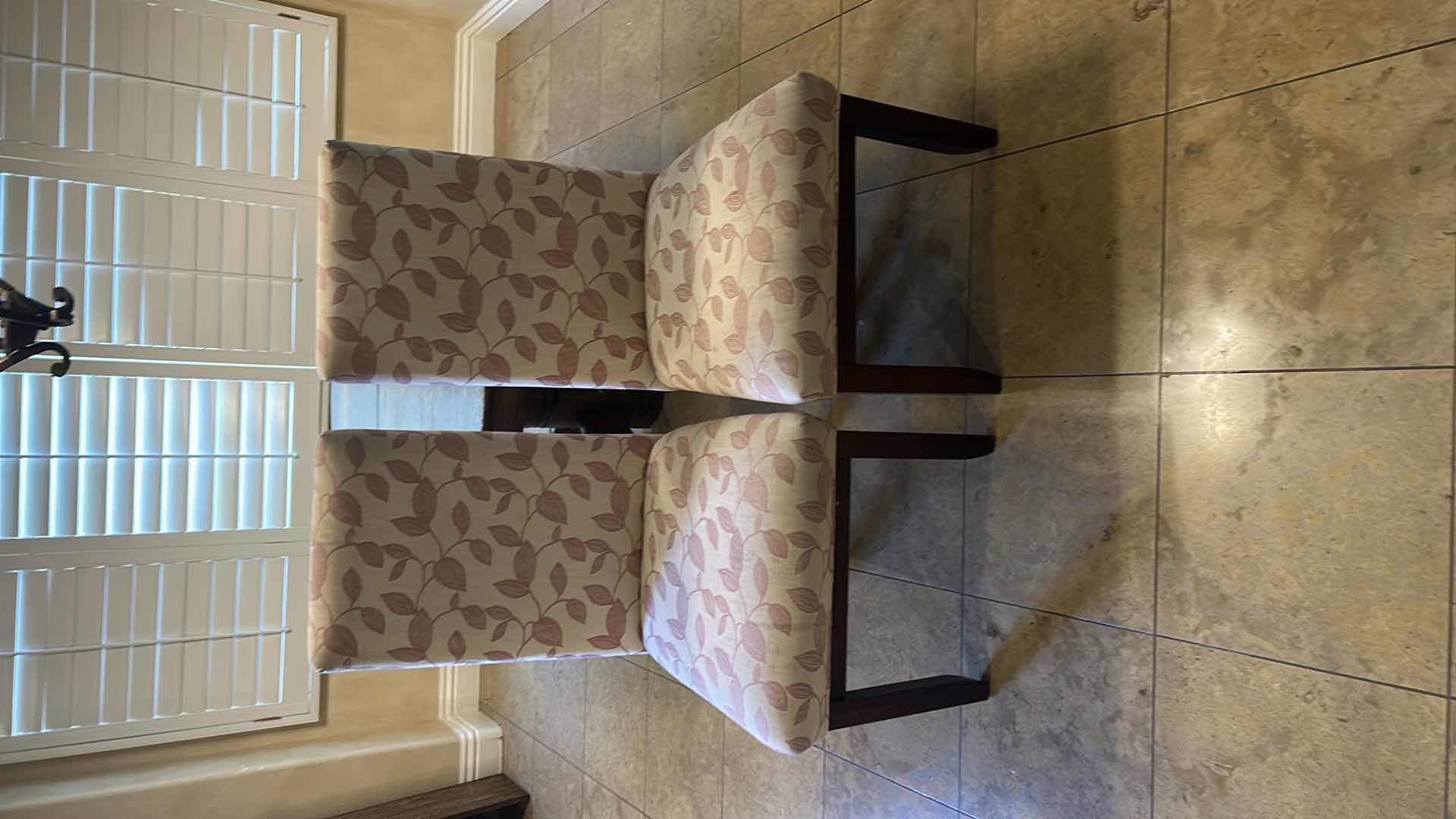 Photo 6 of TWO CHAIRS WITH IVORY FABRIC AND RED LEAVES