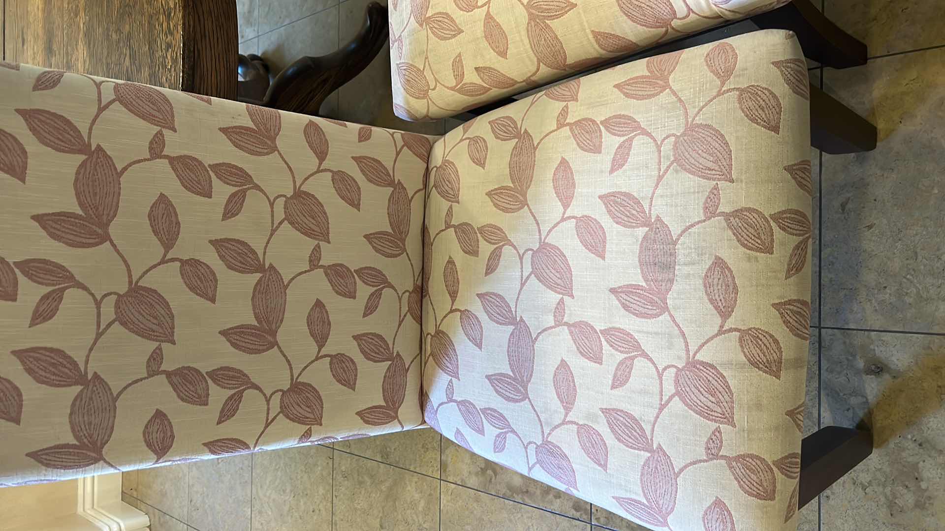 Photo 4 of TWO CHAIRS WITH IVORY FABRIC AND RED LEAVES