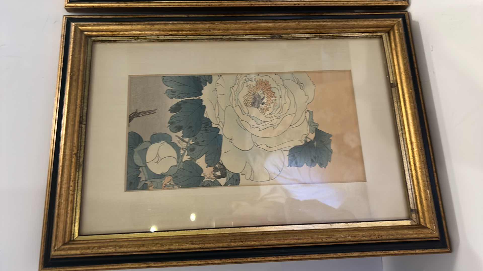 Photo 2 of 2 VINTAGE ARTWORK FLORAL PIECES FRAMED 9.5” x 14.5”