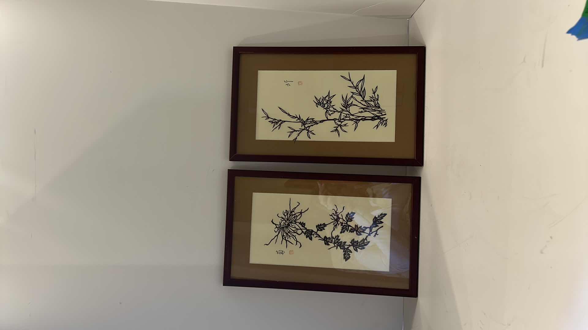 Photo 8 of 2 VINTAGE CHINESE NUMBERED AND SIGNED ARTWORK PIECES FRAMED 8” x 13.5”