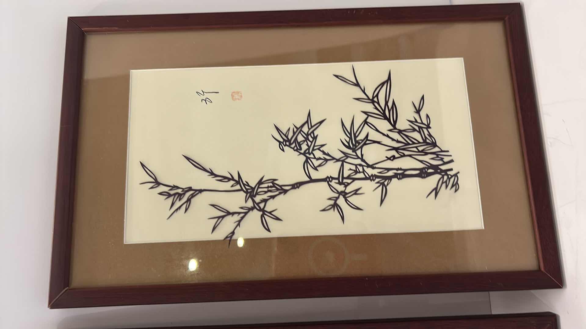 Photo 3 of 2 VINTAGE CHINESE NUMBERED AND SIGNED ARTWORK PIECES FRAMED 8” x 13.5”