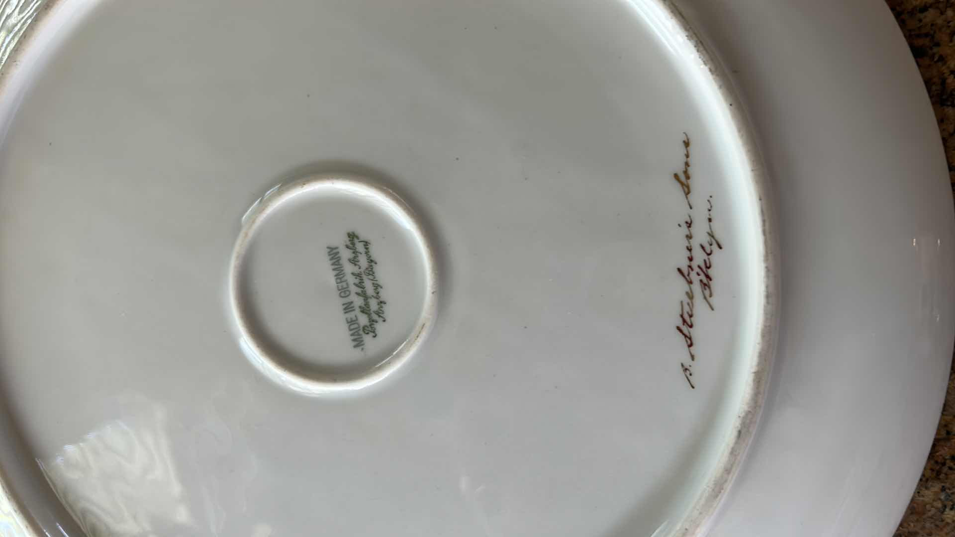 Photo 4 of TWO VINTAGE SIGNED 11” PORCELAIN PLATES MADE IN GERMANY 