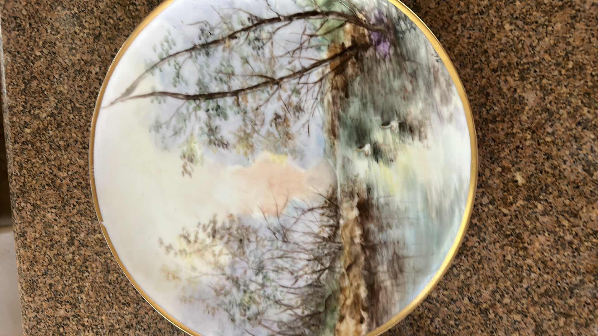 Photo 3 of TWO VINTAGE SIGNED 11” PORCELAIN PLATES MADE IN GERMANY 