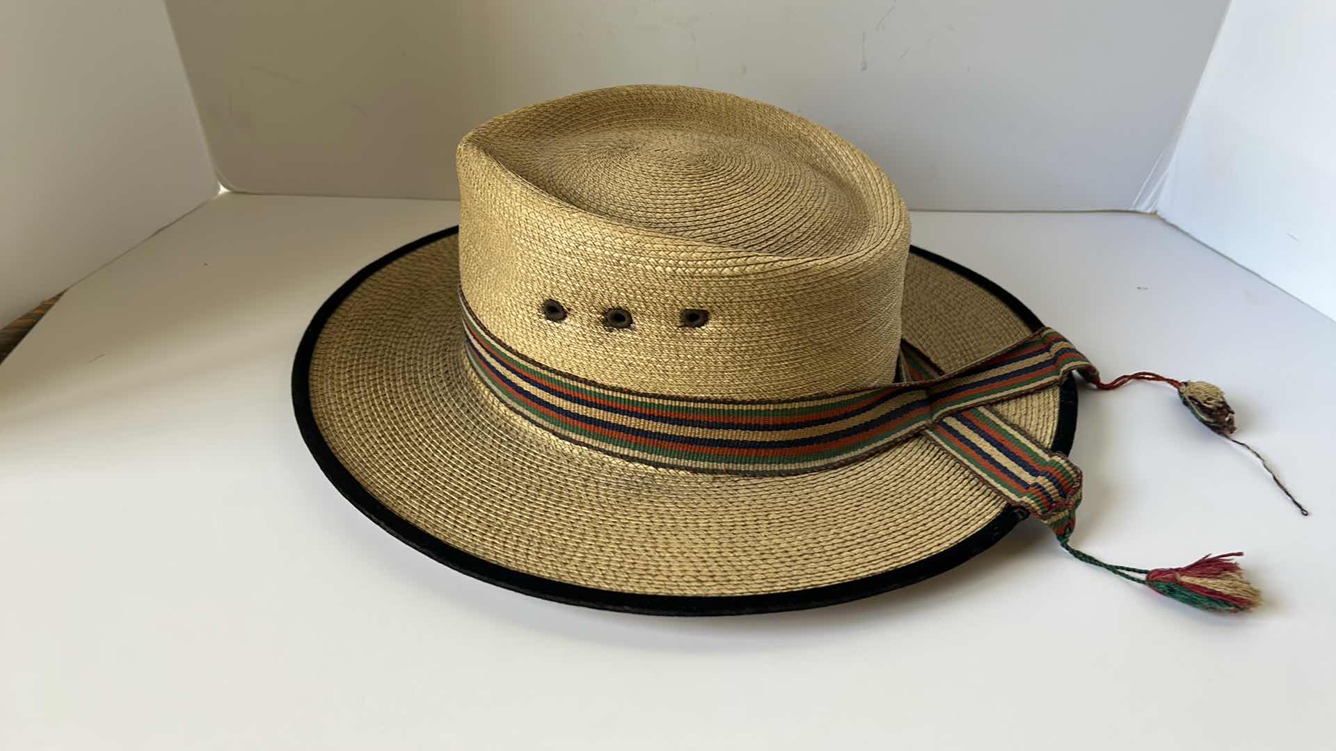 Photo 5 of MENS STRAW HAT 8” FROM INSIDE FRONT OPENED TO BACK