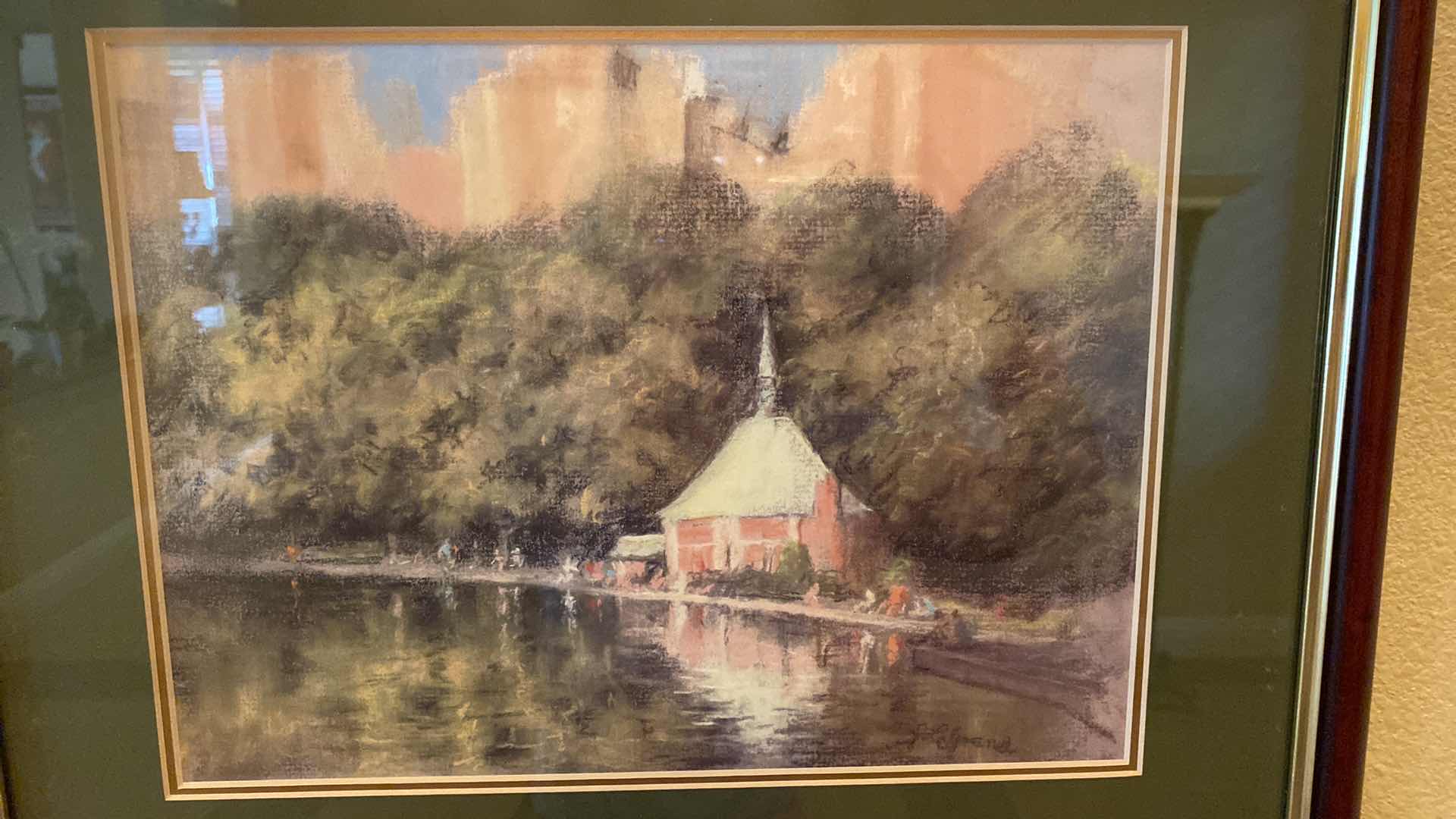 Photo 2 of FRAMED WATER COLOR CHURCH WITH TREES SIGNED 17.5” X 14”