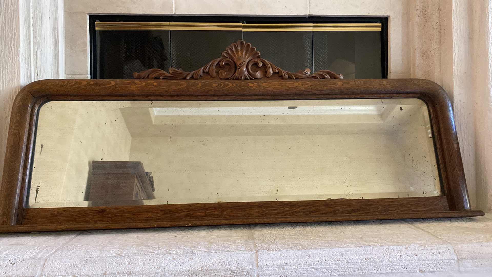 Photo 5 of ANTIQUE DARK WOOD FRAMED BEVELED GLASS MIRROR 49” X 21”