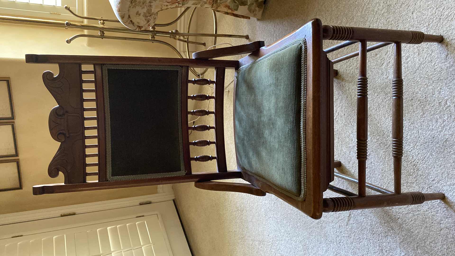 Photo 5 of ANTIQUE WOOD AND CANE RECEPTION DESK WITH CHAIR 36” X 22” H30”