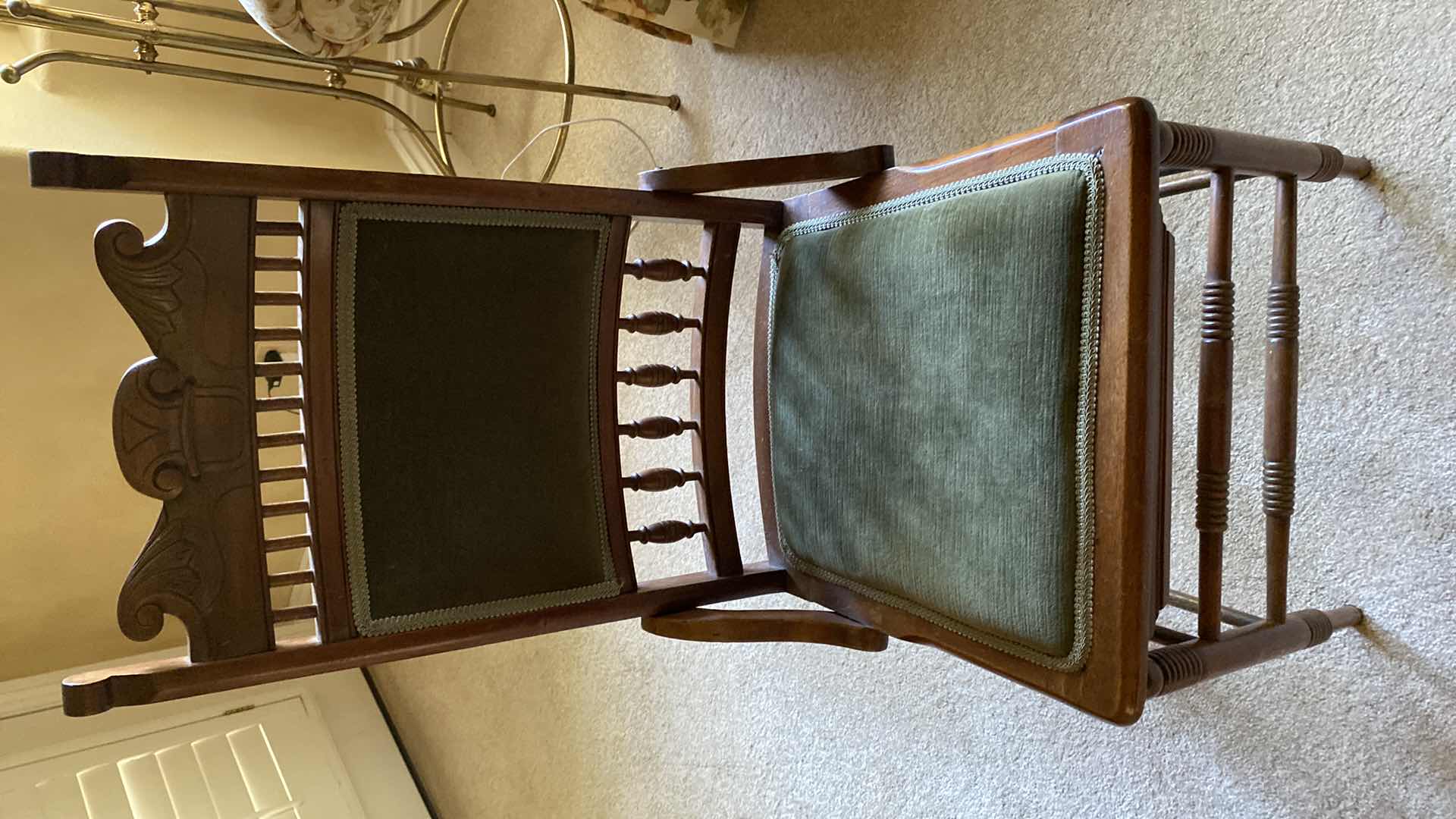 Photo 6 of ANTIQUE WOOD AND CANE RECEPTION DESK WITH CHAIR 36” X 22” H30”